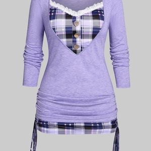 Cinched plaid top